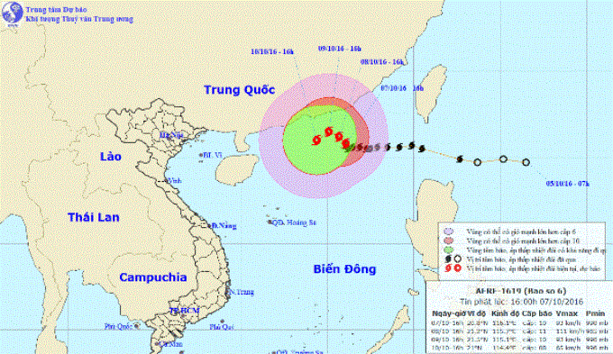 Vị trí và đường đi của bão số 6. Ảnh: nchmf.gov.vn